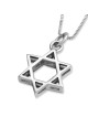 Sterling Silver Double Layer Star of David Pendant Necklace
